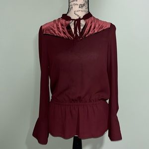Long sleeve red fancy blouse